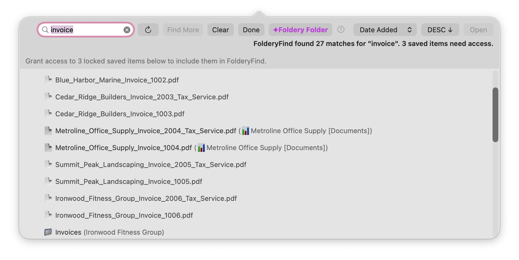 FolderyFind™️ Global FolderyMenu Searching